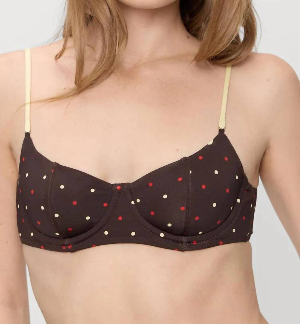 NEW FRANKIES BIKINIS cola underwire shine bikini top in honey bug